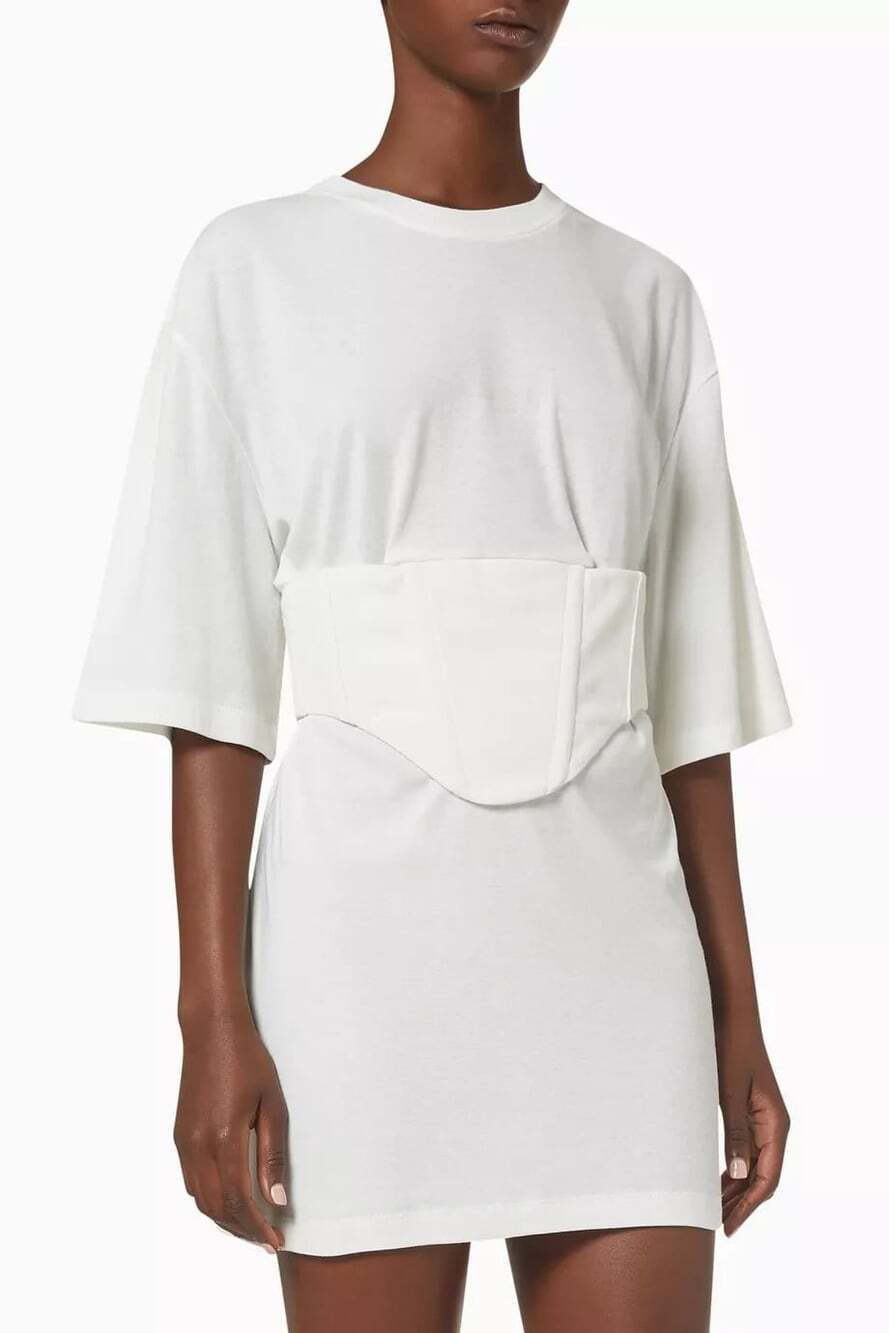 Dion Lee Oversized Undercorset Tunic US 2XL EU 48 Womens Ivory Dress $790